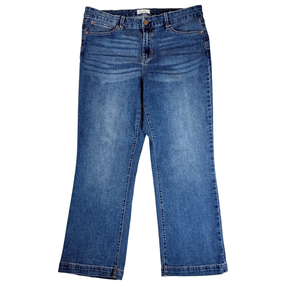 Nicole Miller Soho High Rise Ankle Boot Jeans Women 14 Blue Stretch Denim
